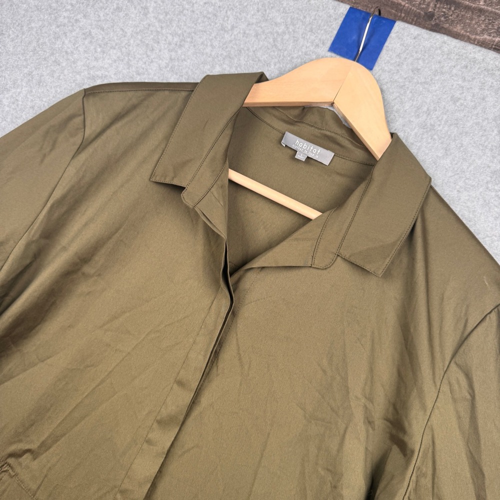 Habitat Shirt Womens Large Olive Green Pockets Tunic Stretch Boho Lagenlook - Picture 5 of 9